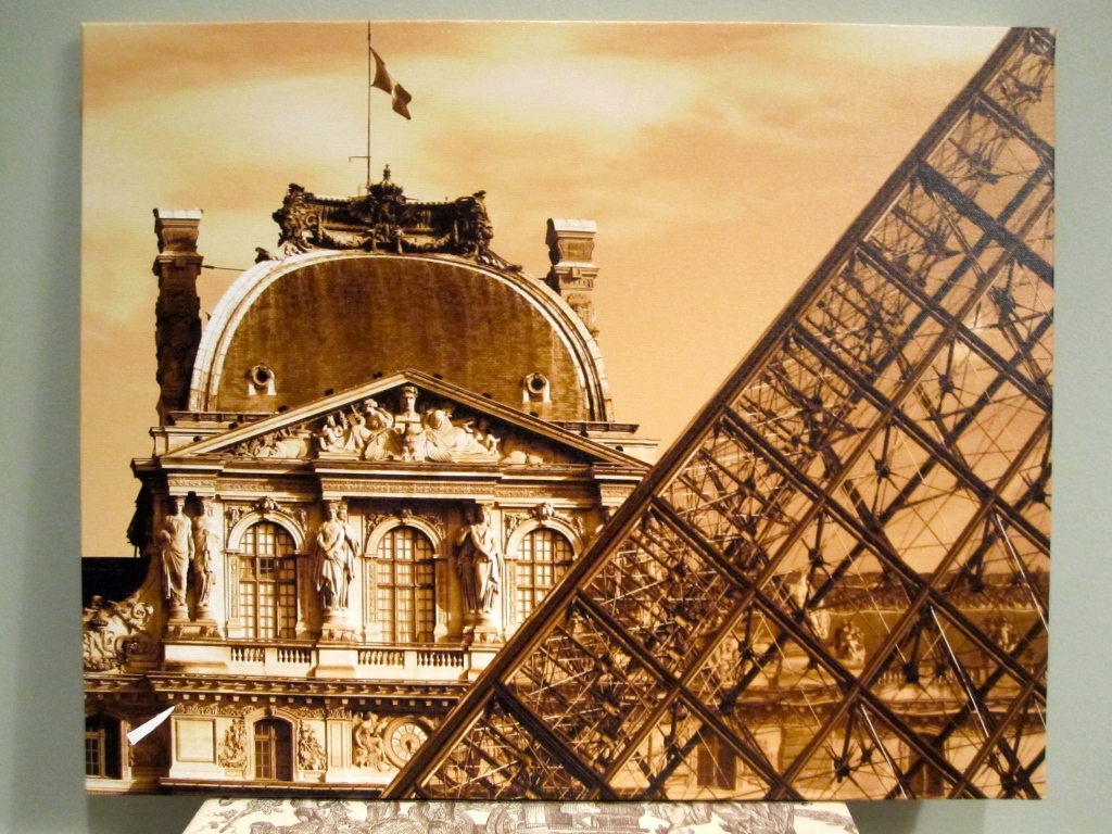 Louvre + Pyramid canvas by Falling Off Bicycles