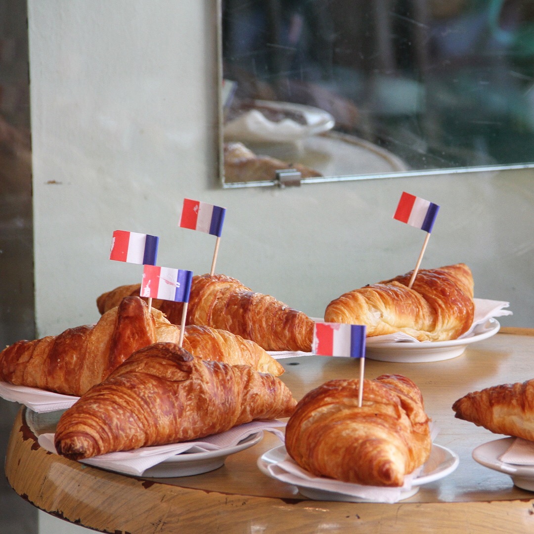 Paris, France, croissants, French flag, Bastille Day, 14 juillet